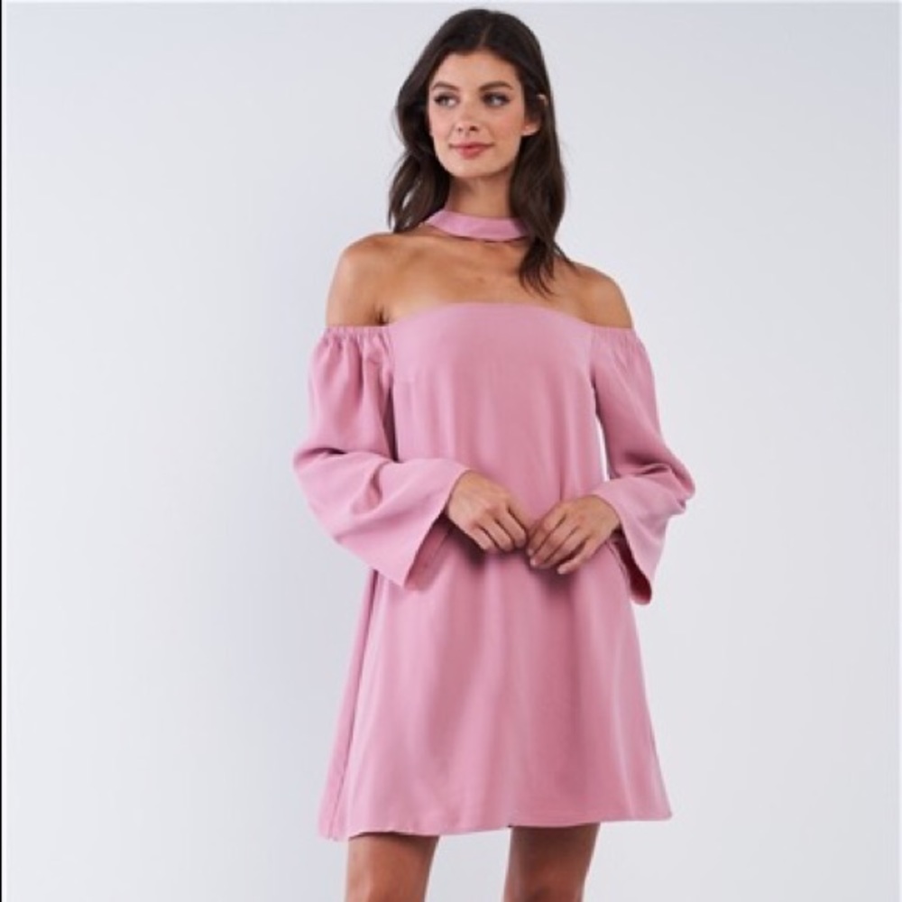 Back T-Shaped Halter Tie Zipper Closure Loose Fit Off-The-Shoulder Long Sleeve